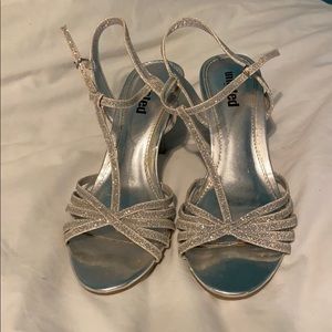 Silver sparkle high heels